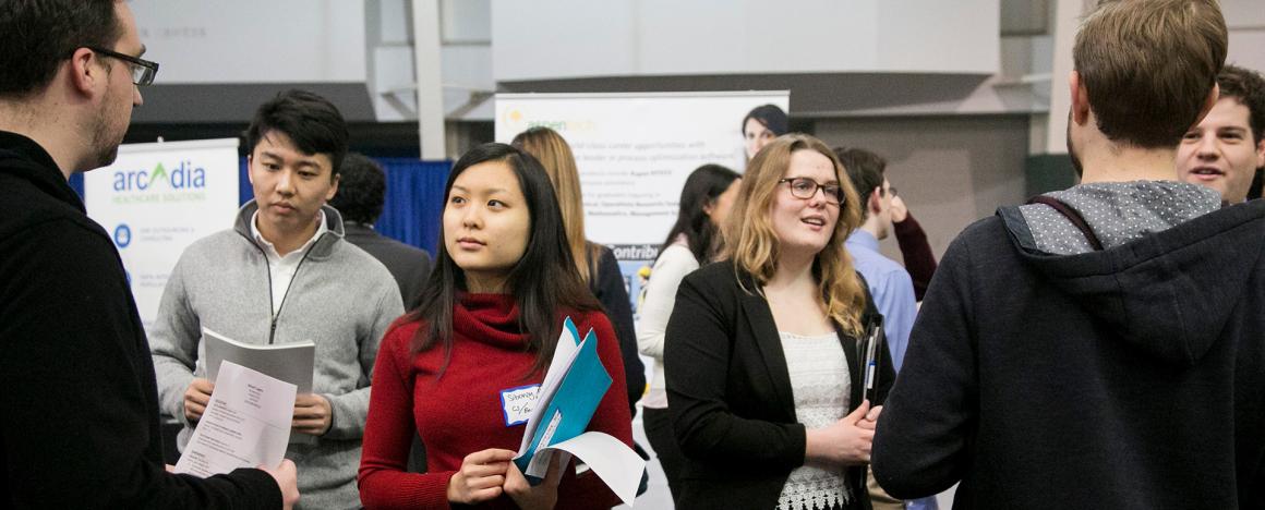 Students at a career fair