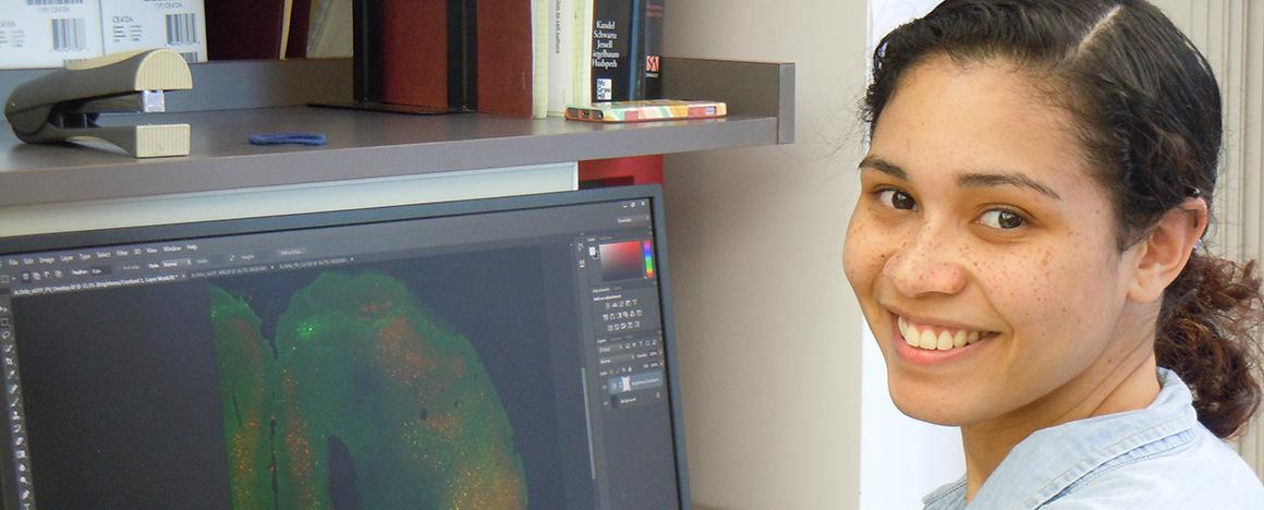 student working at a computer