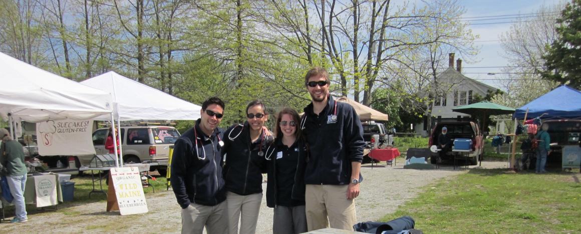 Maine Track students at a farmer's market