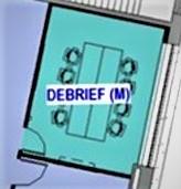 Floor plan of a debrief room in the new CSSC