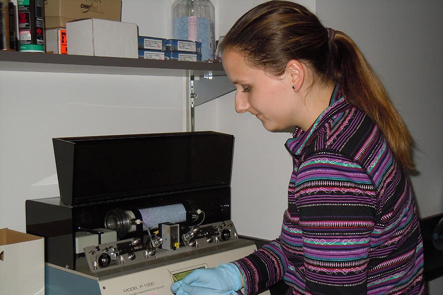 student in a lab