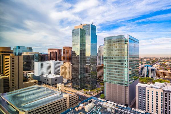 Aerial shot of Downtown Phoenix