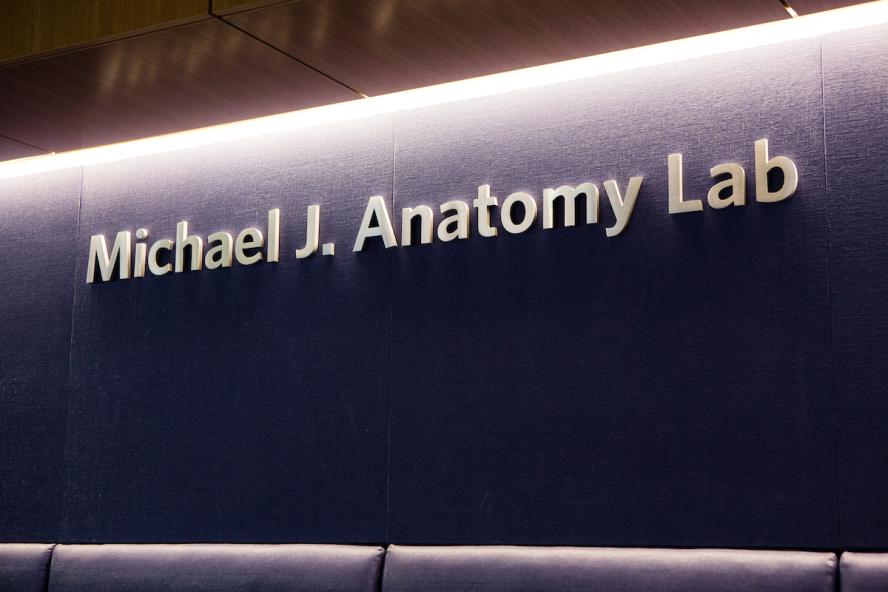 The Michael J. Anatomy Lab sign