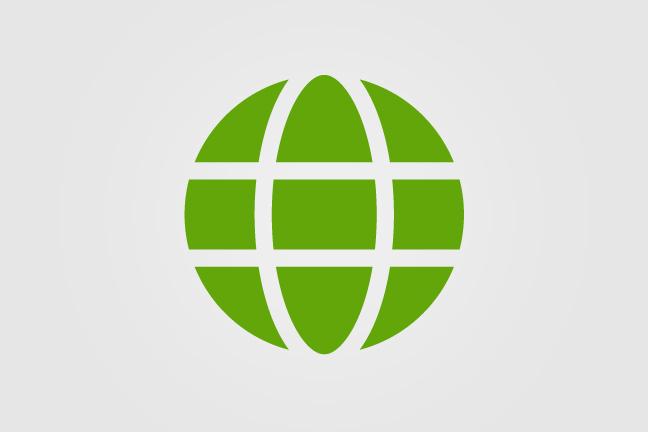 Green icon of globe