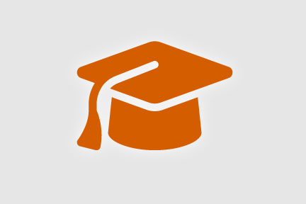 Orange icon of student graduation cap
