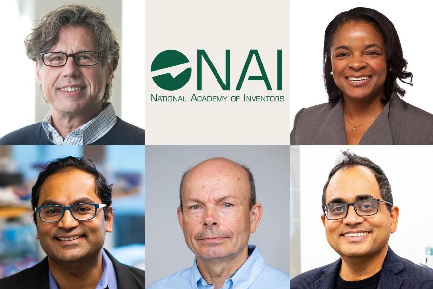 Newly named NAI senior members, clockwise from top left: Ira Herman, Valencia Koomson, Sameer Sonkusale, Igor Sokolov, and Nikhil Nair. Photo collage: Momo Shinzawa