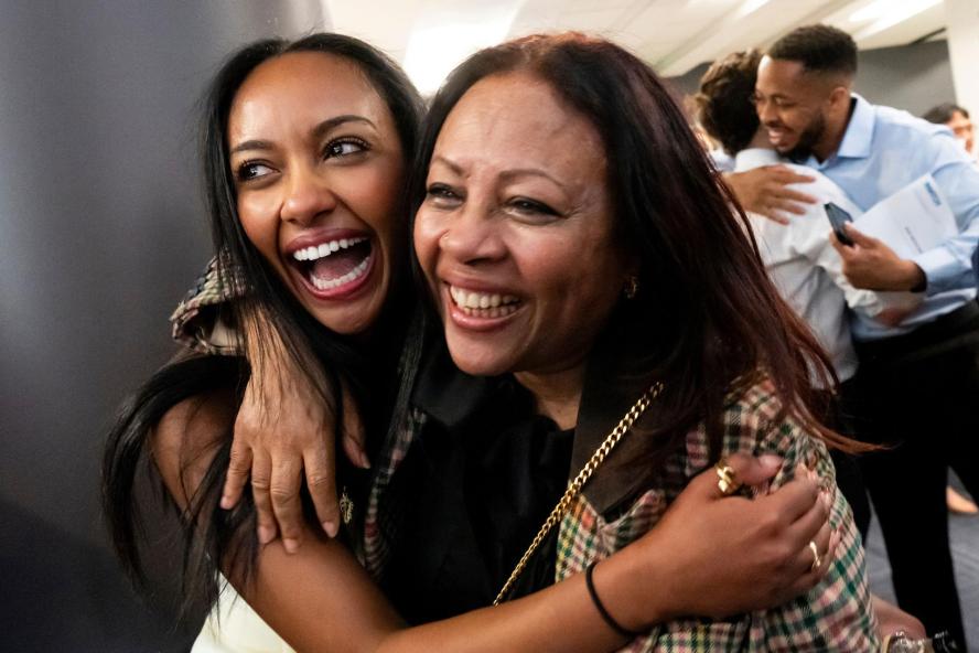  Makeda Faben Berhane, M25, celebrates with her mother on Match Day at Tufts University School of Medicine. She matched at George Washington University Hospital in Washington, D.C. Photo: Alonso Nichols