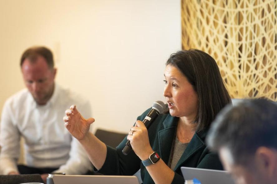 “There’s a big role for small AI where the question is: how do we use AI to accelerate progress in fields where we're really limited in resources, such as drug development and infectious diseases?” said the School of Medicine's Bree Aldridge at TIAI-Big Ideas Day. Photo: Alonso Nichols