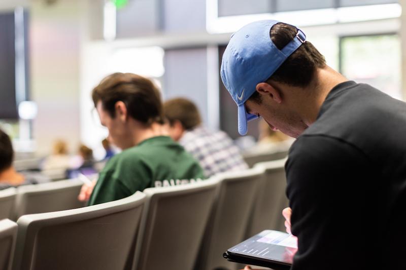 MBS student takes notes during class