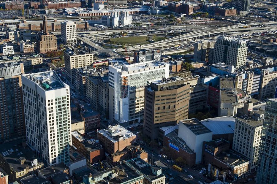 10/21/2013 - Boston, Mass. - Aerial photos of the Tufts University Health Sciences campus on Monday, October 21, 2013. (Alonso Nichols/Tufts University)