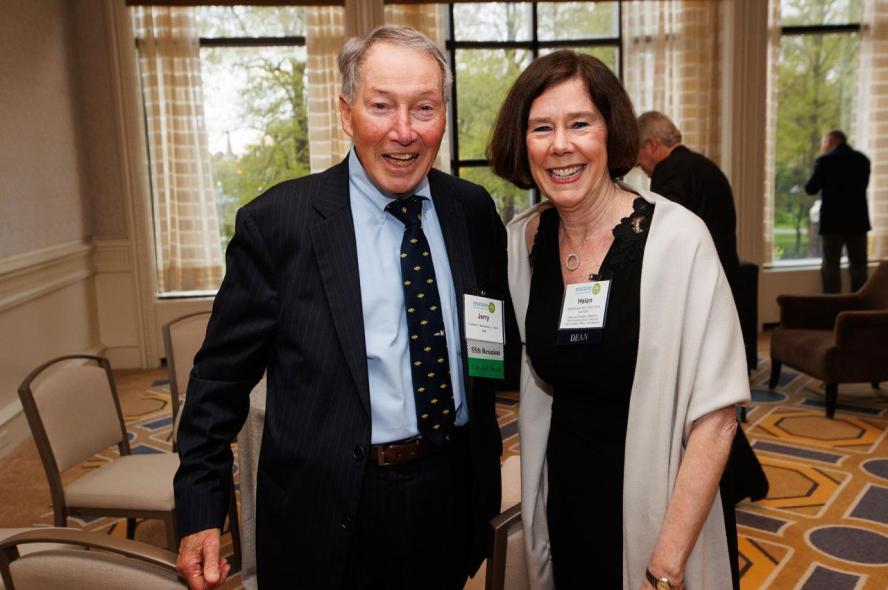 Jerry Hemenway, Jr., M69, and Tufts University School of Medicine Dean Helen Boucher at a recent reunion for the school's Class of 1969.