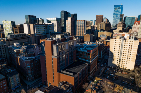 Drone image of downtown Boston