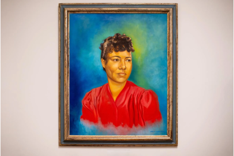 Ruth Easterling’s portrait, painted by Arnold Hurley, A70, MFA75, and dedicated to Tufts University School of Medicine in 1980, hangs in the office of Marlene Jreaswec, program manager for the Office of Multicultural Affairs at the School of Medicine. Photo: Alonso Nichols