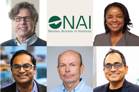 Newly named NAI senior members, clockwise from top left: Ira Herman, Valencia Koomson, Sameer Sonkusale, Igor Sokolov, and Nikhil Nair. Photo collage: Momo Shinzawa