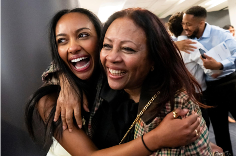  Makeda Faben Berhane, M25, celebrates with her mother on Match Day at Tufts University School of Medicine. She matched at George Washington University Hospital in Washington, D.C. Photo: Alonso Nichols