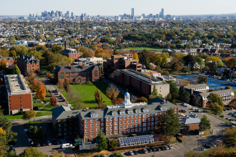 An Aerial photo of Tufts Medford campus