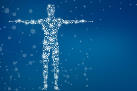 abstract illustration of a body on a blue background 