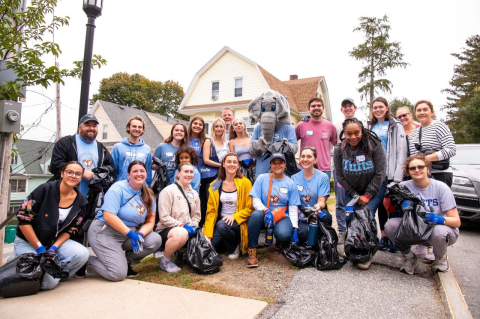 Tufts students doing neighborhood clean-up 