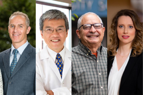 A collage of four photos of three men and a woman. Research papers by four Tufts professors are among the most cited globally in the preceding 10 years