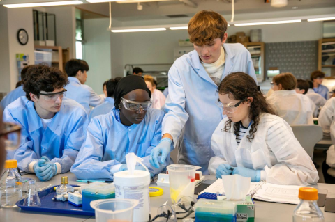 High school students participate in the Lab Science Investigations summer program at Tufts.