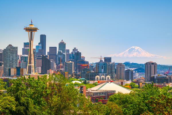 Aerial shot of Downtown Seattle